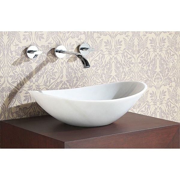 Avanity 20.1-inch Oval White Marble Stone Vessel Sink - 20.1"W x 5.9"D