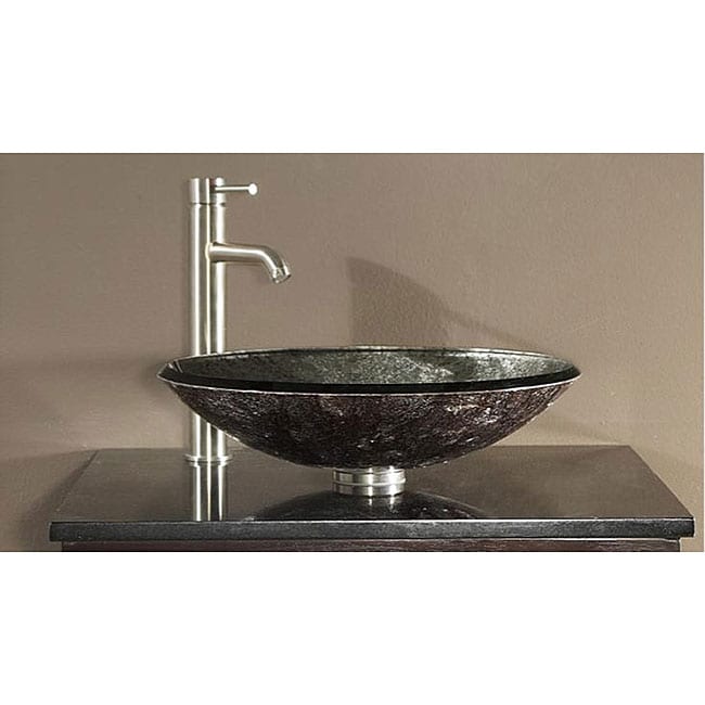 Avanity Tempered Glass Metallic Silver Sink Vessel