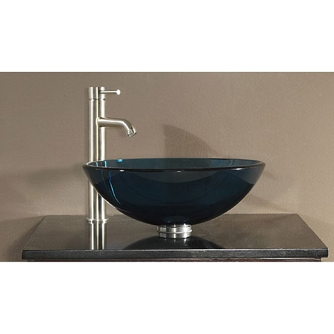 Avanity Tempered Glass Blue Vessel Sink