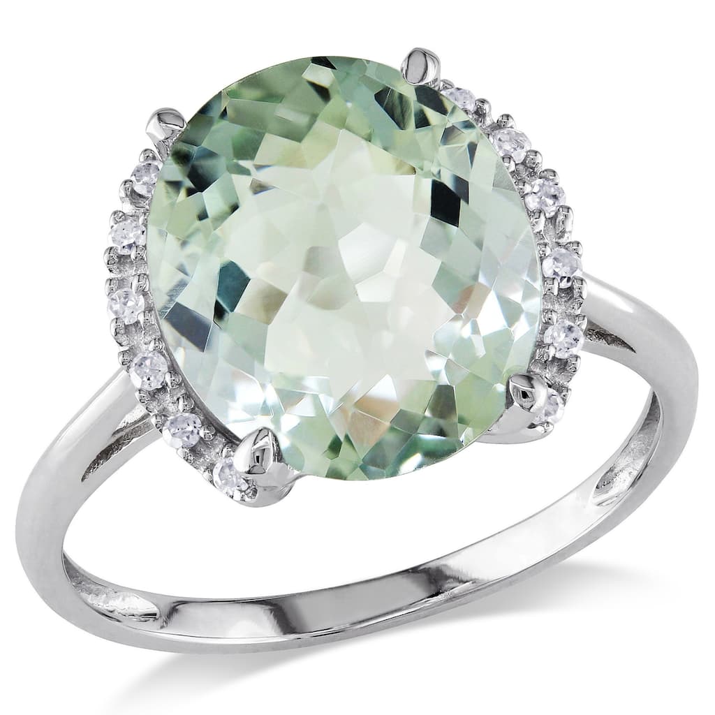 Miadora 10k Gold Green Amethyst and Diamond Ring