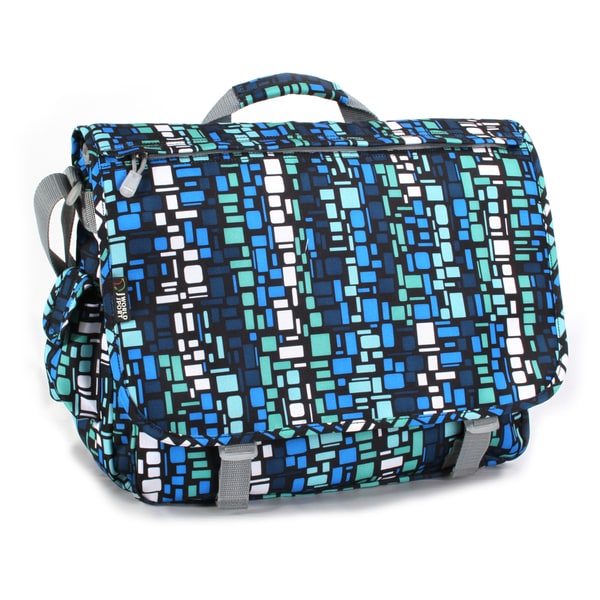 World Thomas Blue Squares Laptop Messenger Bag