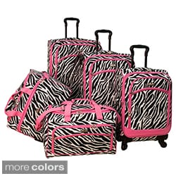 Shop American Flyer Pink Zebra Print 5-piece Spinner Luggage Set - Overstock - 4427501