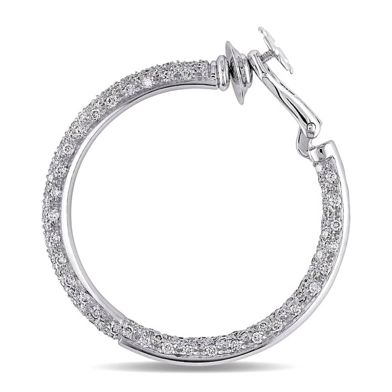 Miadora Signature Collection 18k Gold 3 3/4ct TDW Diamond Hoop Earrings
