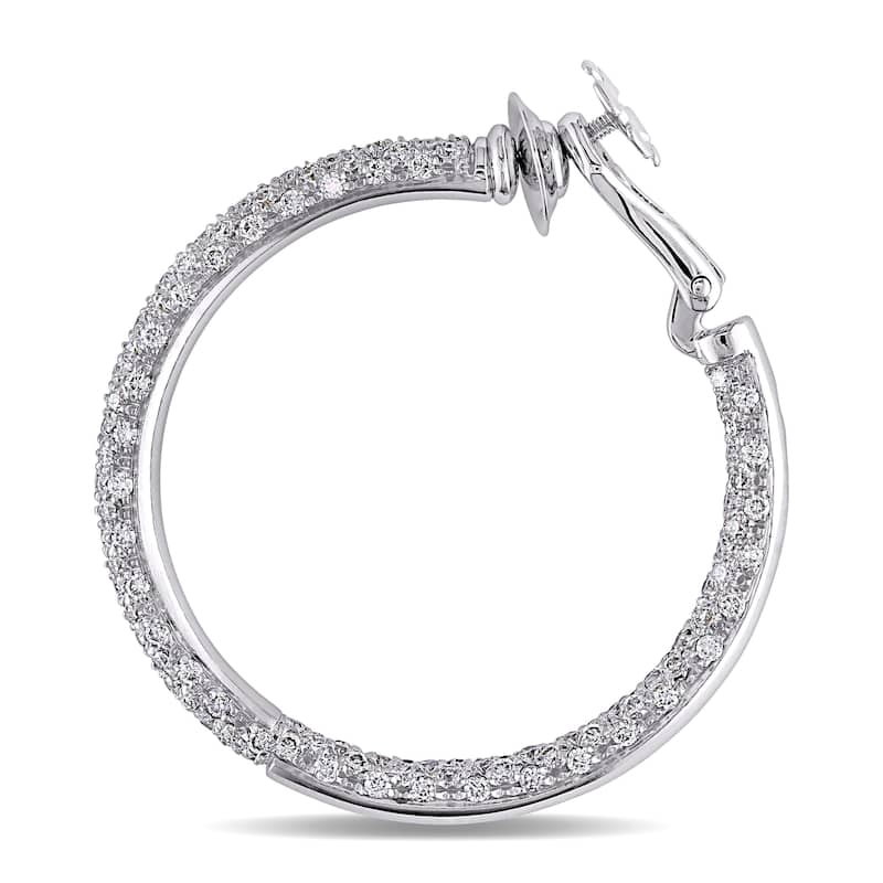 Miadora Signature Collection 18k Gold 3 3/4ct TDW Diamond Hoop Earrings