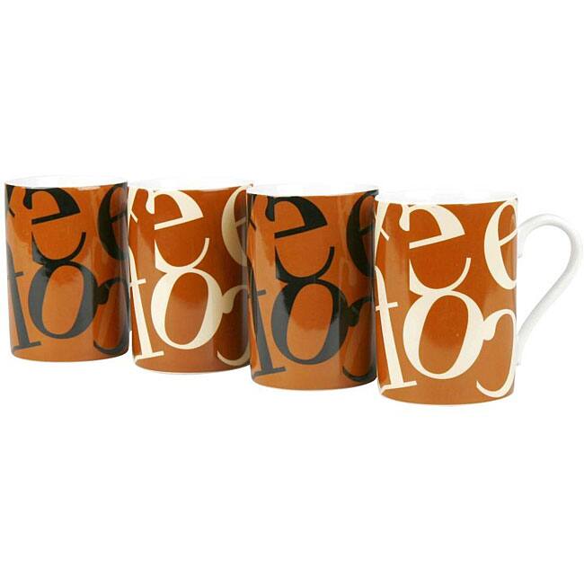 Konitz Script Collage Assorted Designs 10-ounce Mugs (Set of 4)