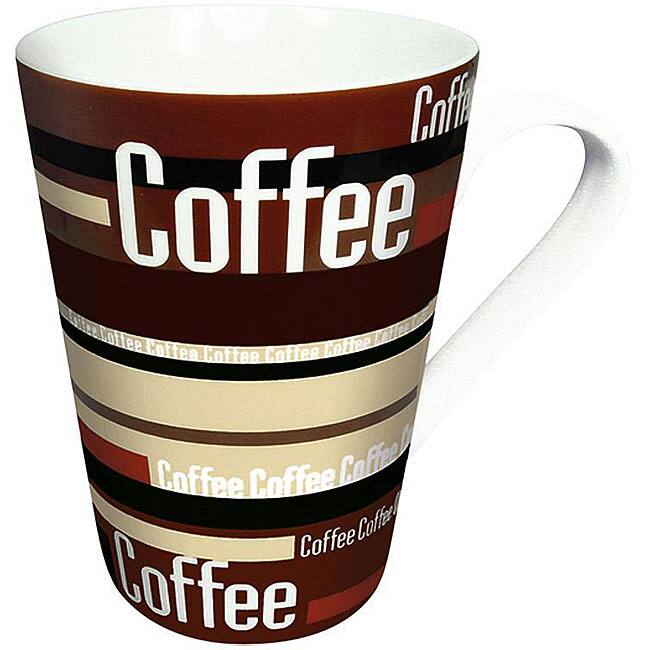 Konitz 'Coffee Stripes' Brown 13-oz Mugs (Set of 2)