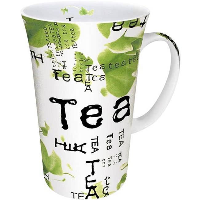 Konitz Tea Collage White/ Green 10-oz Mugs (Set of 4)
