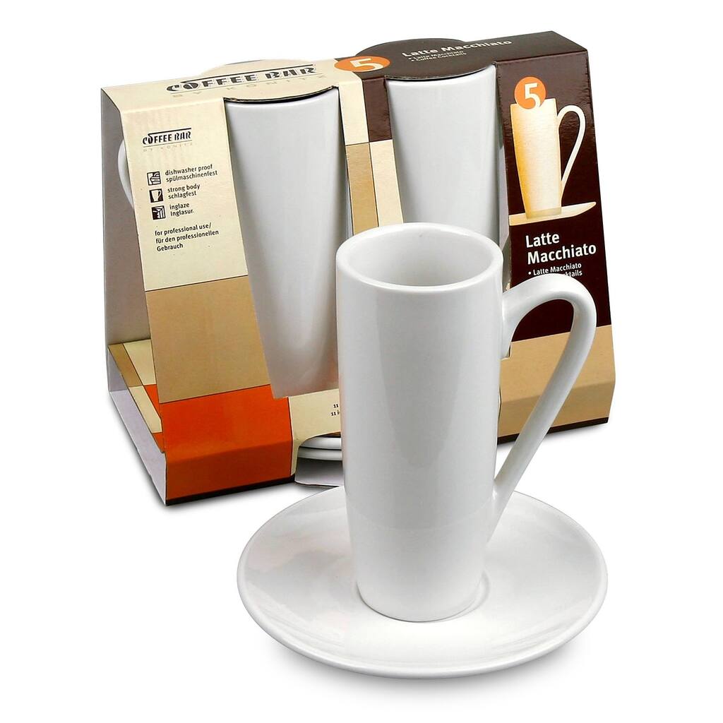 Konitz Coffee Bar 8-oz Latte Macchiato Cups and Saucers (Set of 2)