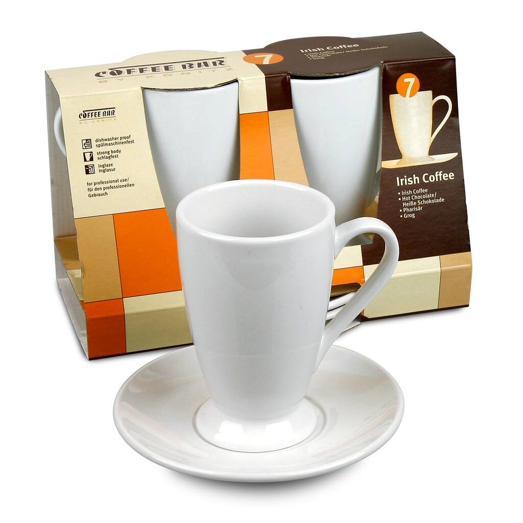 Konitz Coffee Bar 10-oz Irish Coffee Cups/ Saucers (Set of 2)