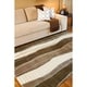 preview thumbnail 1 of 2, Hand-knotted Contemporary Brown/White Stripe Karur New Zealand Wool Area Rug - 5' x 8' - 5' x 8' Dark Brown - 5' x 8' - Rectangle