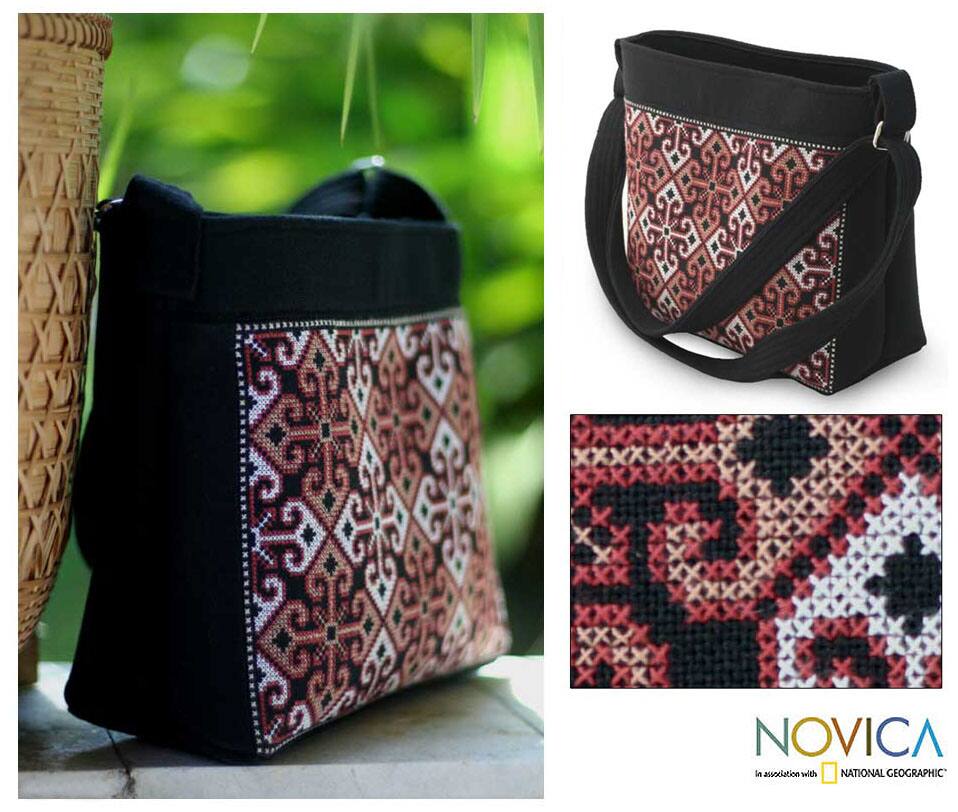 Cotton 'Hypnotic Poppy' Shoulder Bag