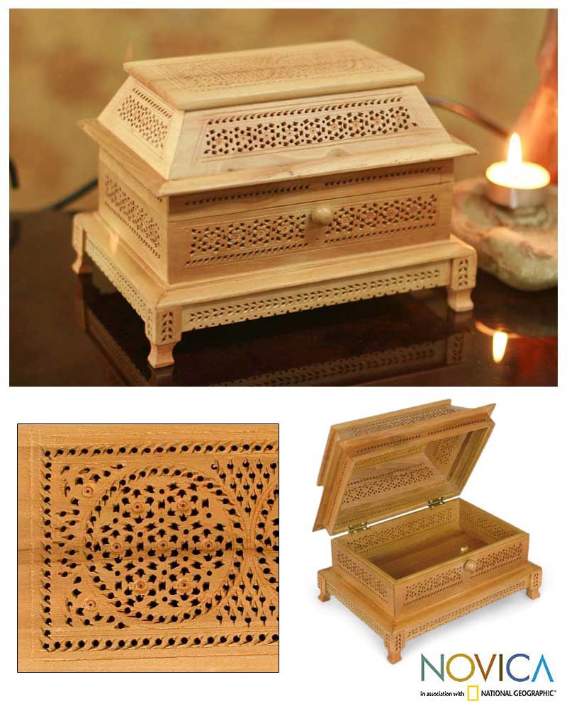 Shop Handmade Wood 'Desire' Jewelry Box (India) Free Shipping Today 4428282