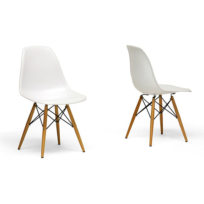 Wood Leg White Accent Chairs (set Of 2)