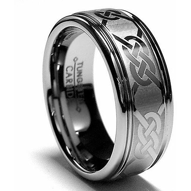 Men's Tungsten Carbide Laser-etched Celtic Grooved Band (8 mm ...