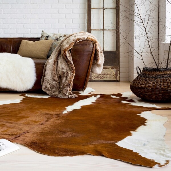 Shop Handcrafted Light Brindle Jersey Leather Cowhide Area Rug 7