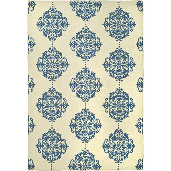 Safavieh Hand-hooked Miff Ivory/ Blue Wool Rug - 5'-3" X 8'-3"