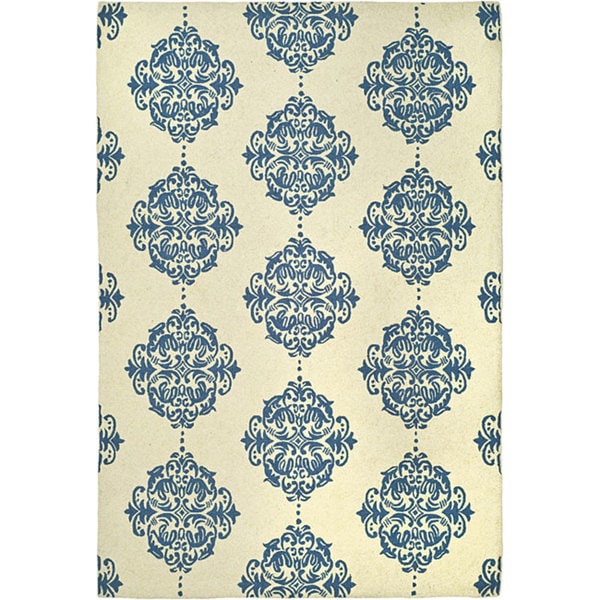 Safavieh Hand-hooked Miff Ivory/ Blue Wool Rug - 7'9" x 9'9"