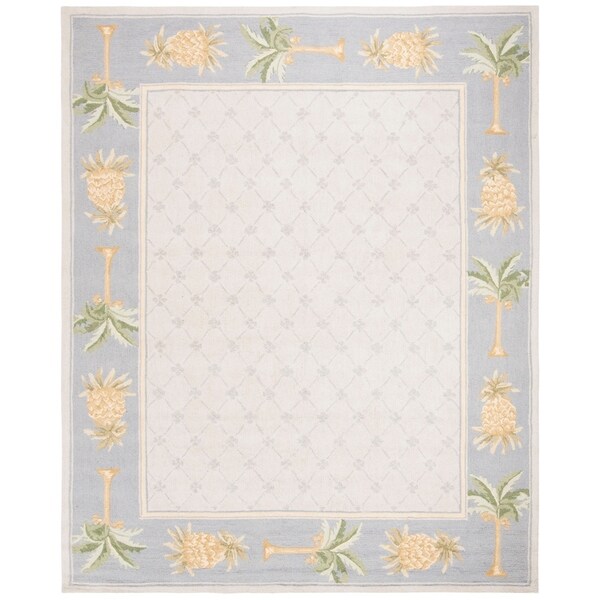 Safavieh Hand-hooked Palm Light Blue/ Blue Wool Rug - 8'-9" x 11'-9"