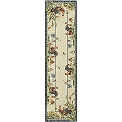 Hand hooked Roosters Ivory Wool Runner (2'6 x 10') Safavieh Runner Rugs