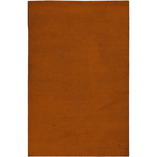 Hand knotted Long Island Orange Plush Wool Rug (5 X 8) (OrangePattern SolidTip We recommend the use of a non skid pad to keep the rug in place on smooth surfaces.All rug sizes are approximate. Due to the difference of monitor colors, some rug colors may