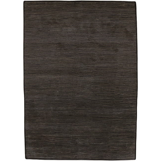 Hand knotted Solid Brown Casual Karur Semi worsted Wool Rug (9 X 13)