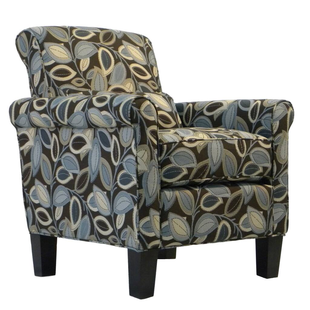 Portfolio Hyde Brown Modern Leaf Transitional Arm Chair - Blue