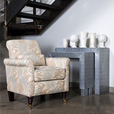Handy Living Harlow Arm Chair Fern Silver Blue and Green