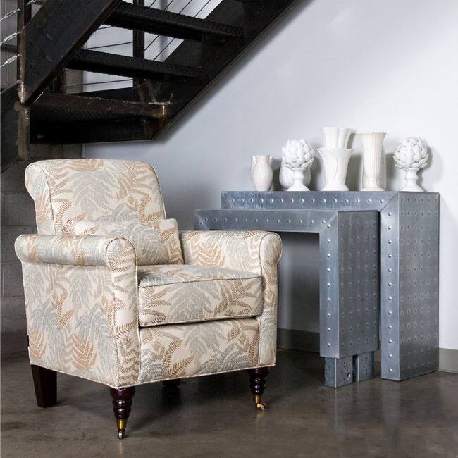 Handy Living Harlow Arm Chair Fern Silver Blue and Green
