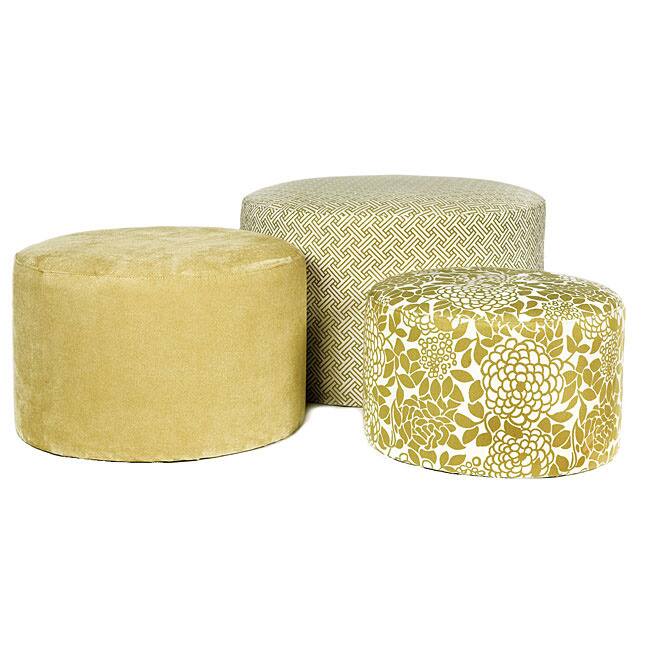 Handy Living Round Nesting Ottomans Twillo Green (Set of 3)