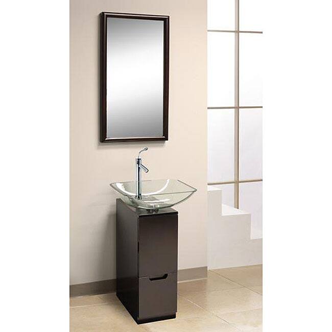 DreamLine Modern Glass 10-inch Slim Line Mahogany Vanity Set