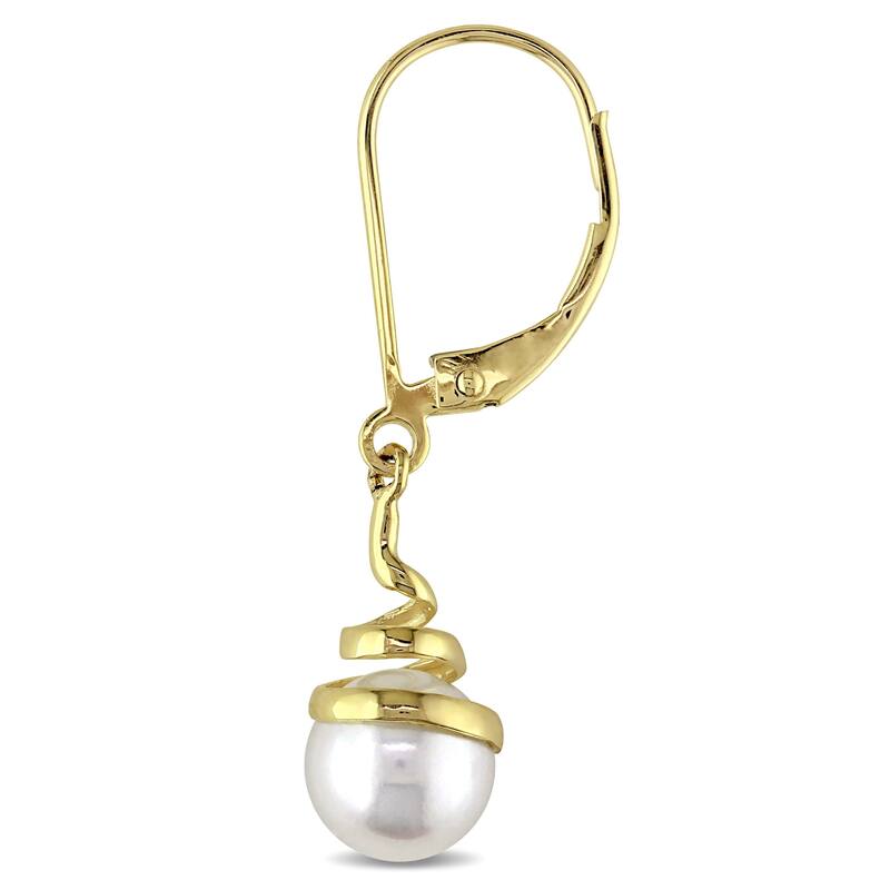 Miadora 10k Yellow Gold Cultured Freshwater Pearl Earrings (6.5-7 mm)
