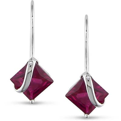 Miadora 10k White Gold 4-1/10ct Created Ruby Earrings