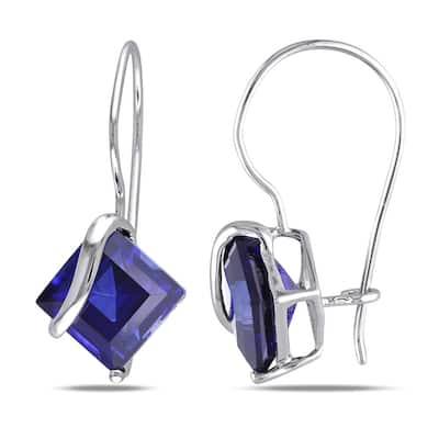 Miadora 10k Gold Created Sapphire Swirl Earrings - Blue
