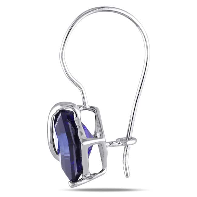 Miadora 10k Gold Created Sapphire Swirl Earrings - Blue