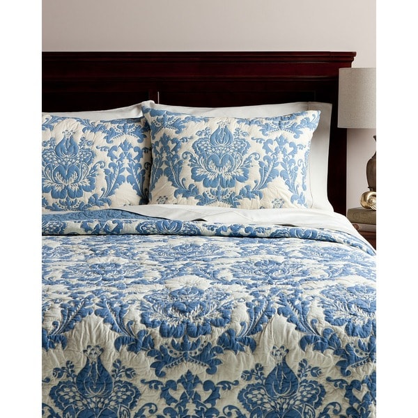 Shop Twinsize Blue Damask 2piece Quilt Set On Sale Free Shipping