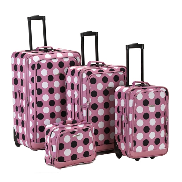 Shop Rockland Deluxe Polka Dot 4-piece Expandable Luggage Set - Free ...