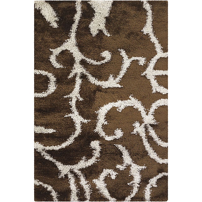 Handwoven Brown Shag Area Rug (79 X 106)