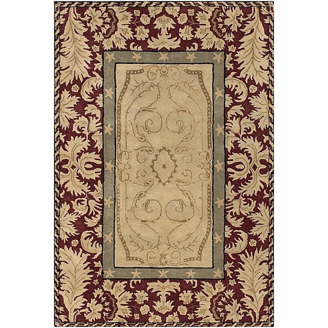 Hand tufted Mandara Burgundy New Zealand Wool Area Rug (5 X 76)