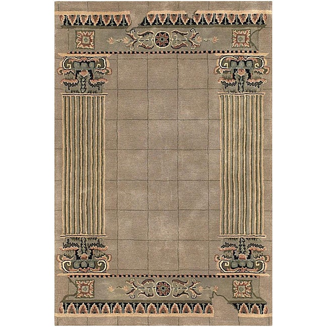 Hand tufted Mandara Border Pattern Rug (79 X 106)