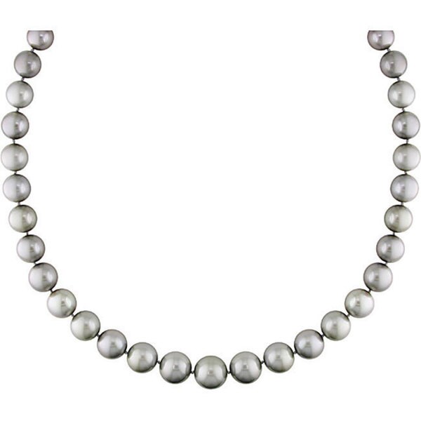 Miadora Signature Collection 14k Gold Tahitian Pearl/ Diamond Necklace (10-13.5 mm)