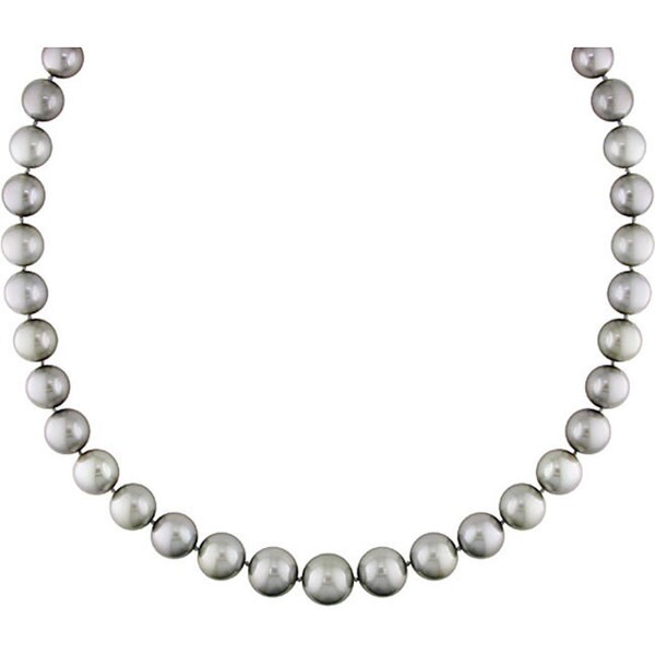 Miadora Signature Collection 14k Gold Tahitian Pearl/ Diamond Necklace (10-13.5 mm)