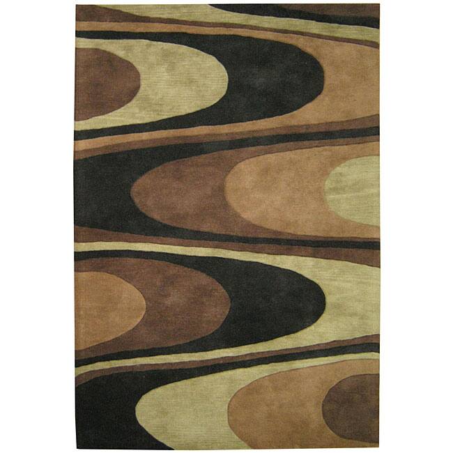 Alliyah Handmade Brown New Zealand Blend Wool Rug - 5' x 8'
