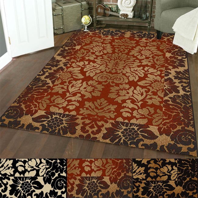 Admire Home Living Amalfi Transitional Oriental Floral Damask Pattern Area Rug
