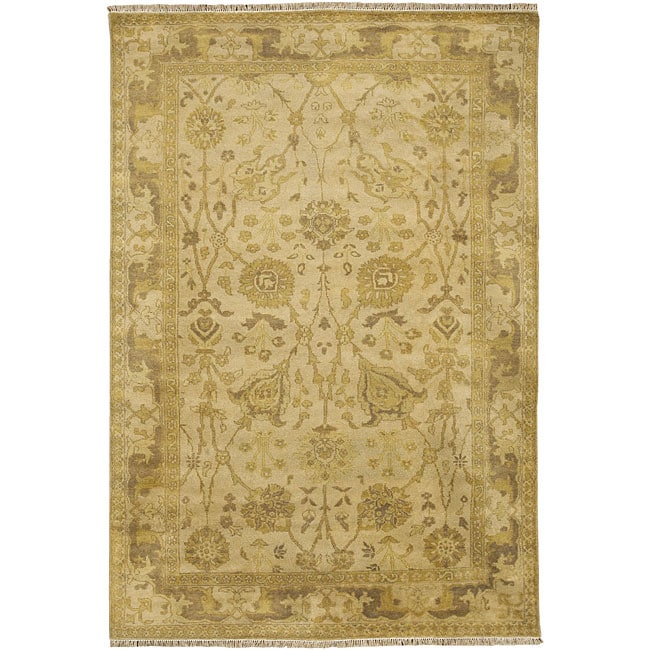 Set Of Two Hand knotted Beige Wool Rugs (2 X 3)