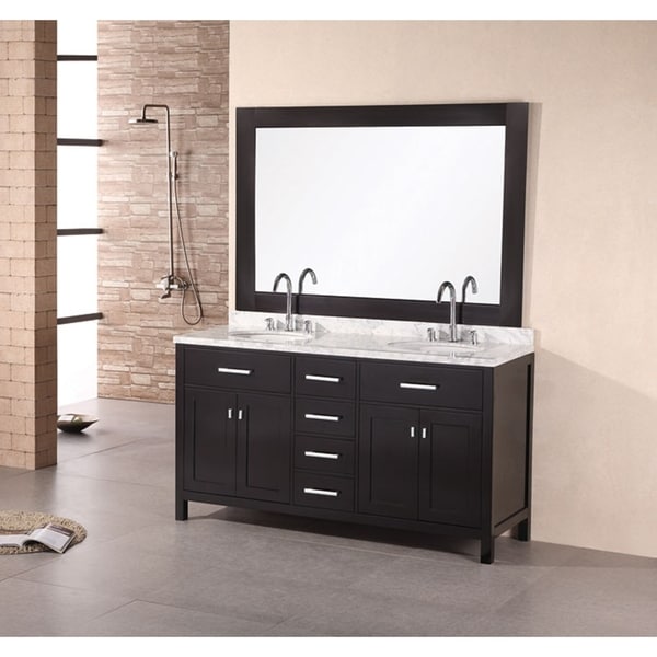 Design Element Solid Wood 61-inch Double-sink Bathroom Vanity Set