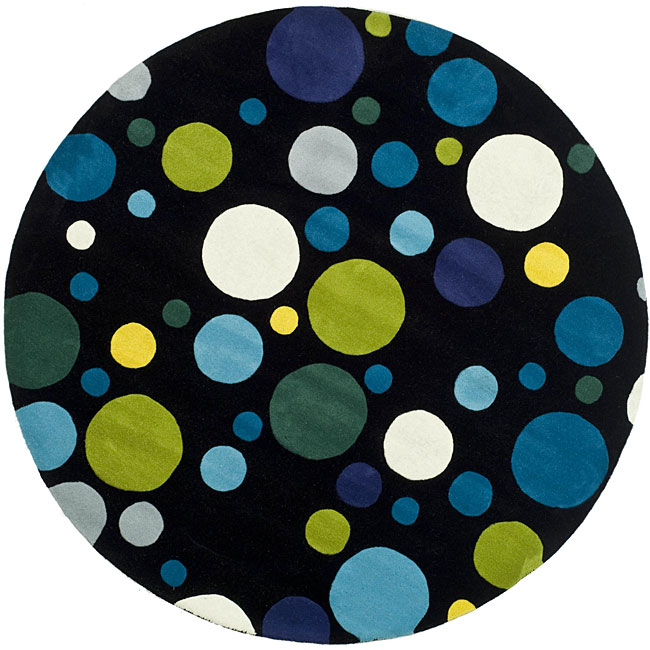 Handmade Soho Bubblegum Black/ Multi N. Z. Wool Rug (6 Round)