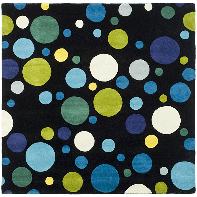 Handmade Soho Bubblegum Black/ Multi N. Z. Wool Rug (6 Square)