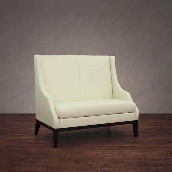 Lummi Off White Leather High Back Loveseat - Overstock ...