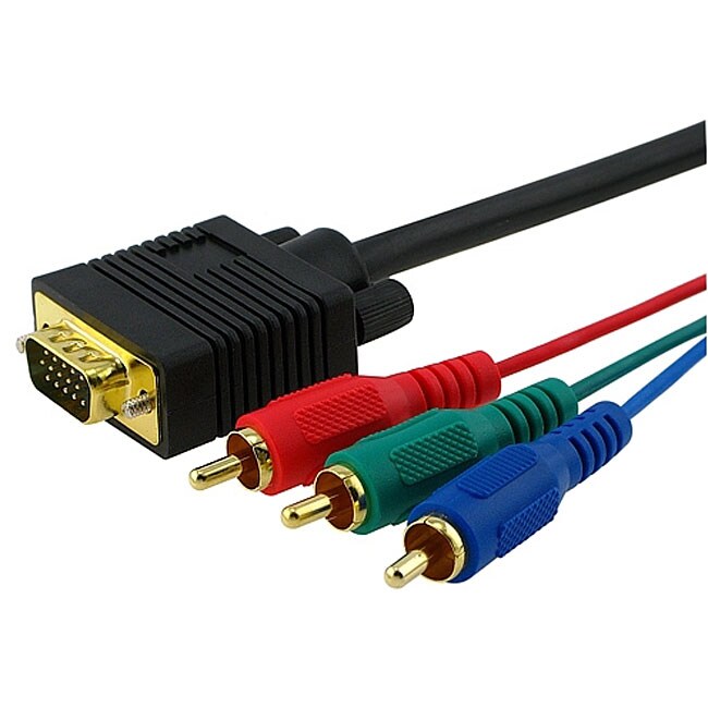 INSTEN Goldplated VGA / HD15 / RGB to 3 RCA Component TV Cable