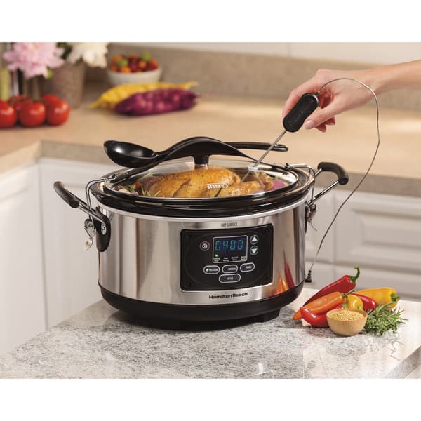 Better Chef 4 Quart Oval Slow Cooker with Removable Stoneware Crock in Stainless Steel